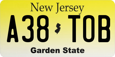 NJ license plate A38TOB