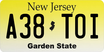 NJ license plate A38TOI