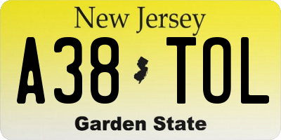NJ license plate A38TOL