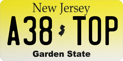 NJ license plate A38TOP
