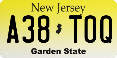 NJ license plate A38TOQ