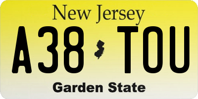 NJ license plate A38TOU
