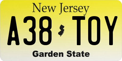 NJ license plate A38TOY