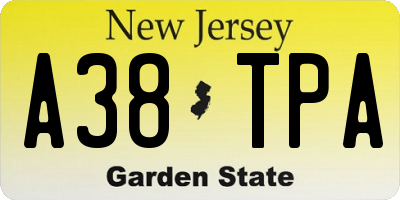 NJ license plate A38TPA