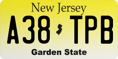 NJ license plate A38TPB