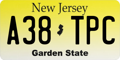 NJ license plate A38TPC