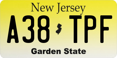 NJ license plate A38TPF