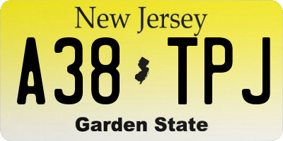 NJ license plate A38TPJ