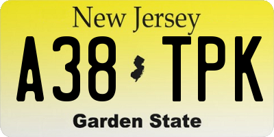 NJ license plate A38TPK