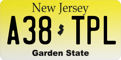 NJ license plate A38TPL