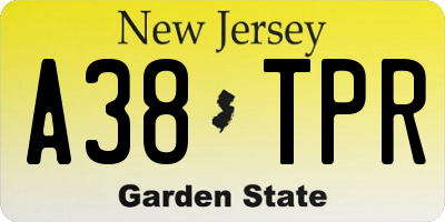 NJ license plate A38TPR