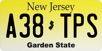 NJ license plate A38TPS