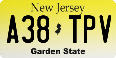 NJ license plate A38TPV