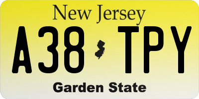 NJ license plate A38TPY