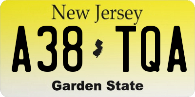 NJ license plate A38TQA