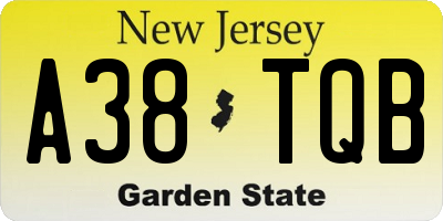 NJ license plate A38TQB