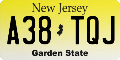 NJ license plate A38TQJ