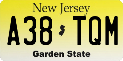 NJ license plate A38TQM