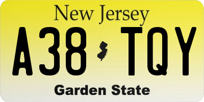 NJ license plate A38TQY