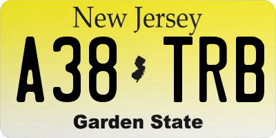 NJ license plate A38TRB