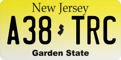 NJ license plate A38TRC