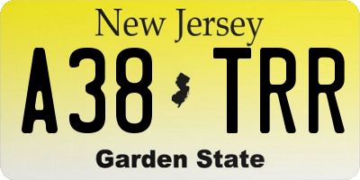 NJ license plate A38TRR