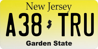 NJ license plate A38TRU