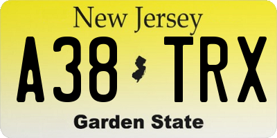 NJ license plate A38TRX