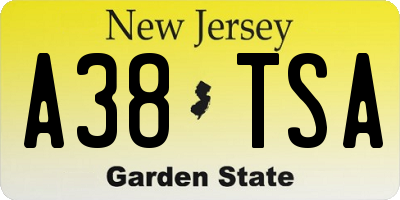 NJ license plate A38TSA