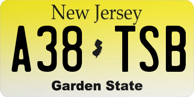 NJ license plate A38TSB