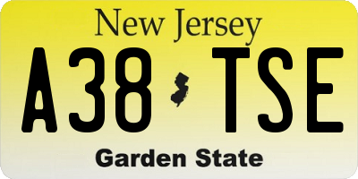 NJ license plate A38TSE
