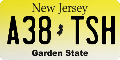 NJ license plate A38TSH