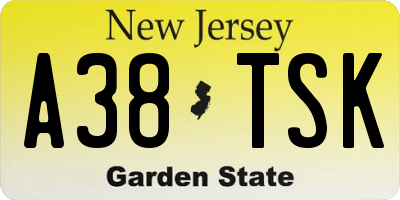 NJ license plate A38TSK