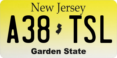 NJ license plate A38TSL