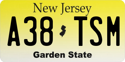 NJ license plate A38TSM
