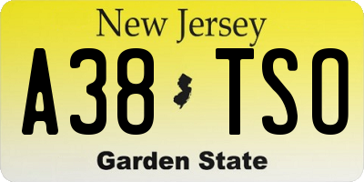 NJ license plate A38TSO