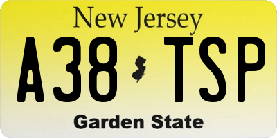 NJ license plate A38TSP
