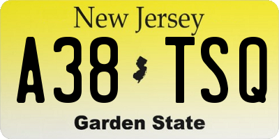 NJ license plate A38TSQ