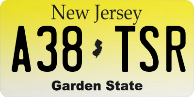 NJ license plate A38TSR