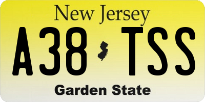 NJ license plate A38TSS
