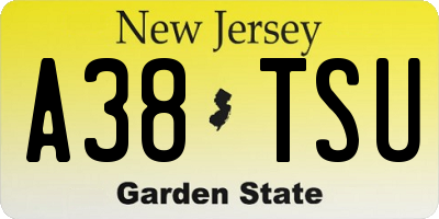 NJ license plate A38TSU