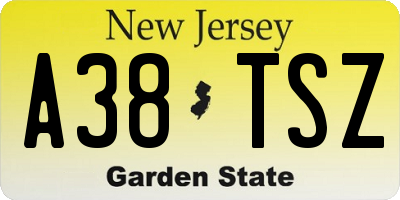 NJ license plate A38TSZ