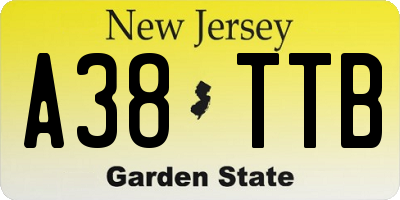 NJ license plate A38TTB