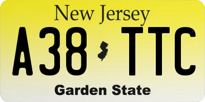 NJ license plate A38TTC