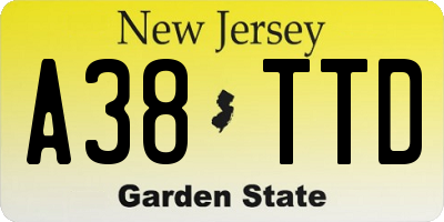 NJ license plate A38TTD
