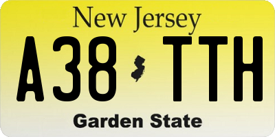 NJ license plate A38TTH