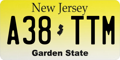 NJ license plate A38TTM
