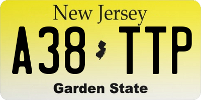 NJ license plate A38TTP