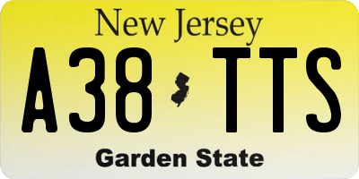 NJ license plate A38TTS