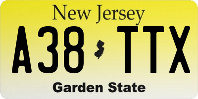 NJ license plate A38TTX
